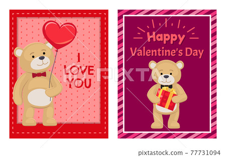 I Love You and Me Teddy Bears Vector 77731094