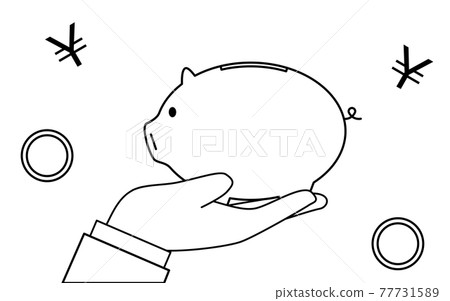 Image of savings, hand holding a piggy bank Image of savings, hand holding a piggy bank 77731589
