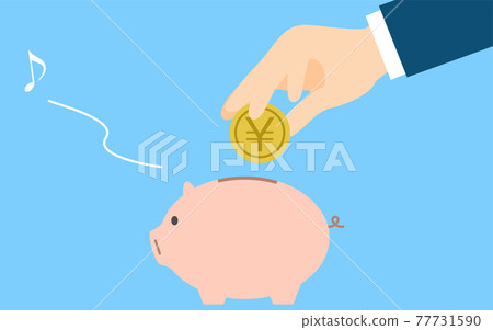 Image of savings, put money in a piggy bank Image of savings, put money in a piggy bank 77731590