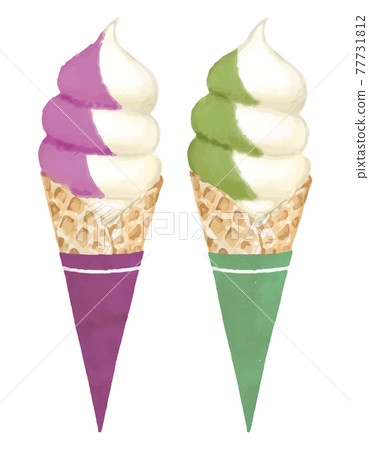 Soft serve ice cream watercolor illustration Soft serve ice cream watercolor illustration 77731812