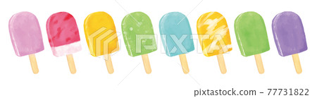Colorful popsicle watercolor illustration set 77731822