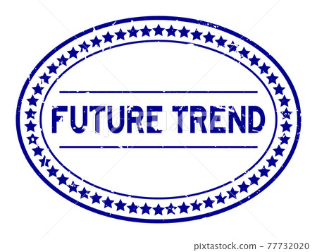 Grunge blue future trend word oval rubber seal stamp on white background 77732020