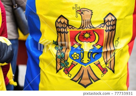 People protesting for snap elections in Chisinau, Moldova 77733931