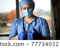 male surgeon in face mask with arms 77734032