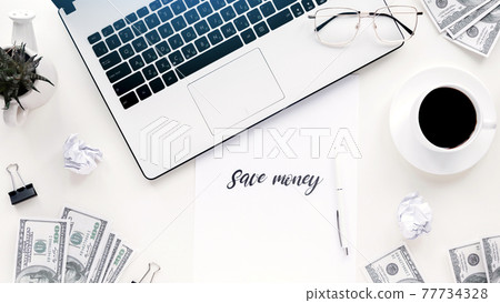 Table with finance work stuff Table with finance work stuff 77734328