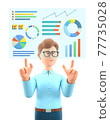3D illustration of man creating a dashboard and interacting with graphs. 77735028