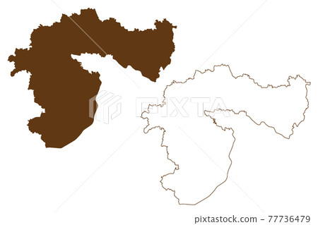 Passau district (Federal Republic of Germany, rural district Lower Bavaria, Free State of Bavaria) map vector illustration, scribble sketch Passau map 77736479