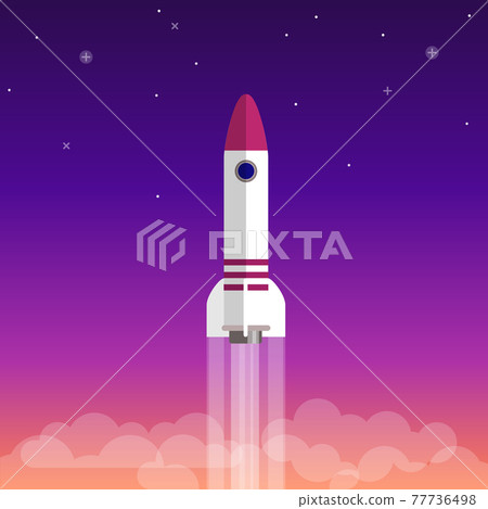 Vector flat rocket launching to space - startup, project launch, innovation concept 77736498