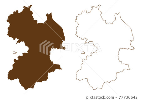 Traunstein district (Federal Republic of Germany, rural district Upper Bavaria, Free State of Bavaria) map vector illustration, scribble sketch Traunstein map 77736642
