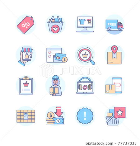 Online shopping - line design style icons set 77737033