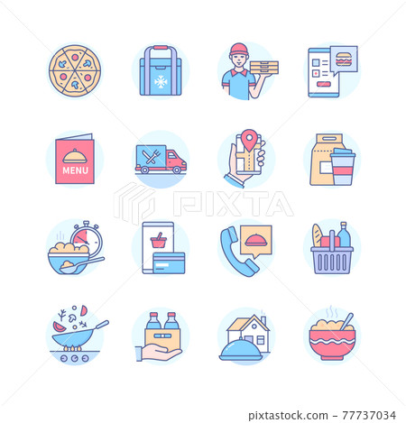 Food delivery - modern line design style icons set - Stock Illustration ...