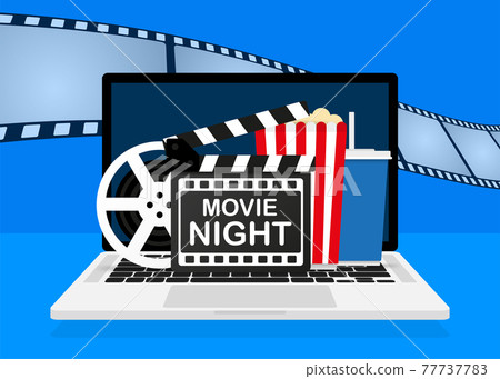 Movie night illustration. Cinema poster concept. Banner design for movie theater. Movie night illustration. Cinema poster concept. Banner design for movie theater. 77737783