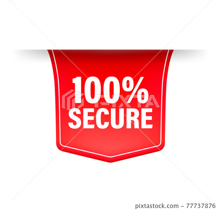 Icon with red 100 secure ribbon for concept design. Business concept. Data protection. Icon with red 100 secure ribbon for concept design. Business concept. Data protection. 77737876
