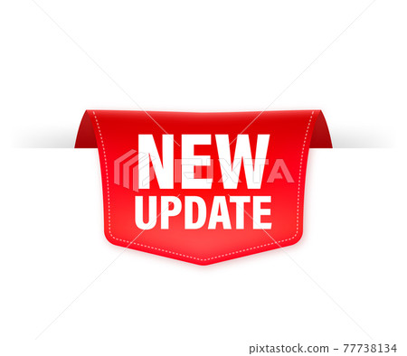 New update red ribbon on white background. Red sticker. Vector illustration. New update red ribbon on white background. Red sticker. Vector illustration. 77738134