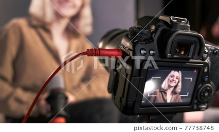 Young content creator girl is filming herself 77738748