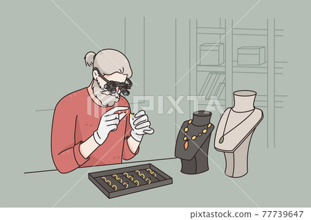 Working as jeweler in jewerely store concept 77739647