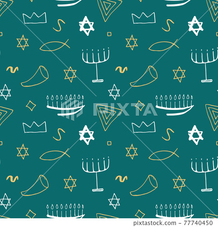 Jewish items seamless pattern, Jewish hand...-插圖素材 [77740450] - PIXTA圖庫