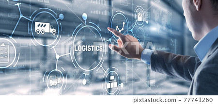 Logistic network distribution and transport concept. Goods delivery Logistic network distribution and transport concept. Goods delivery 77741260