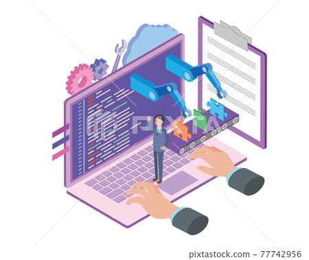 Programming isometric image illustration - Stock Illustration [77742956 ...