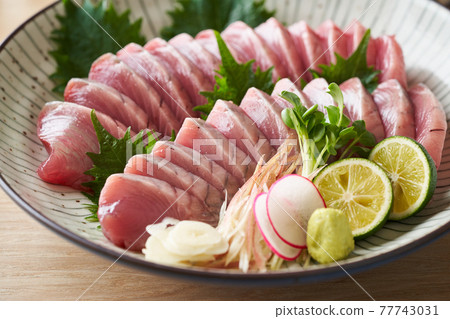 Bonito sashimi on a large plate Bonito sashimi on a large plate 77743031
