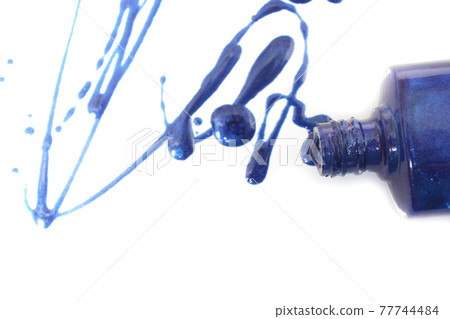 Spilled Blue Nail polish on White 77744484
