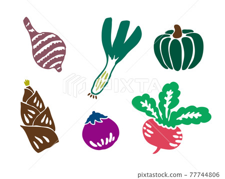 Local vegetables, traditional vegetables, hand-drawn illustration set 77744806
