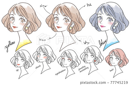 Watercolor style blue base Yellow base personal... - Stock Illustration ...