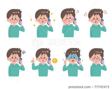 Boy talking on a smartphone 77745473