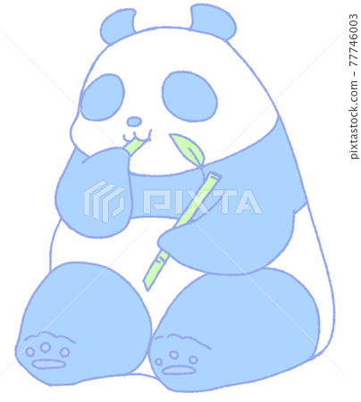 Panda sitting and eating sasa (blue) Panda sitting and eating sasa (blue) 77746003