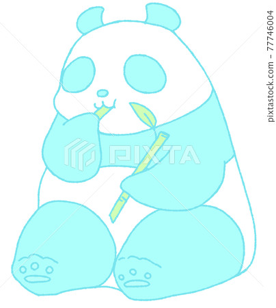 Panda sitting and eating sasa (light blue) Panda sitting and eating sasa (light blue) 77746004
