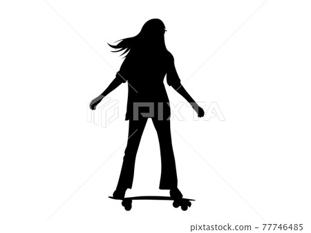vector image Silhouette girl riding a skateboard or surf skate illustration white background vector image Silhouette girl riding a skateboard or surf skate illustration white background 77746485