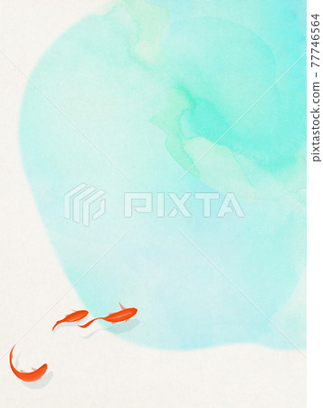 Japanese-style material with a cool atmosphere featuring goldfish-There are multiple variations 77746564