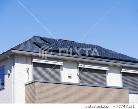 House roof with solar panel 77747151