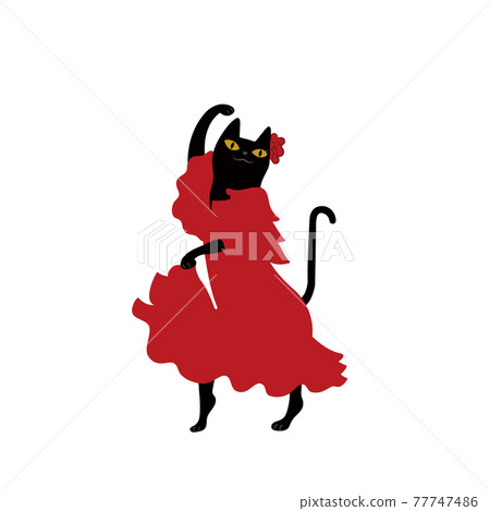 Flamenco dancing cat - Stock Illustration [77747486] - PIXTA