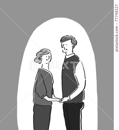 中年夫婦手牽手,老年夫婦 中年夫婦手牽手,老年夫婦 77748527