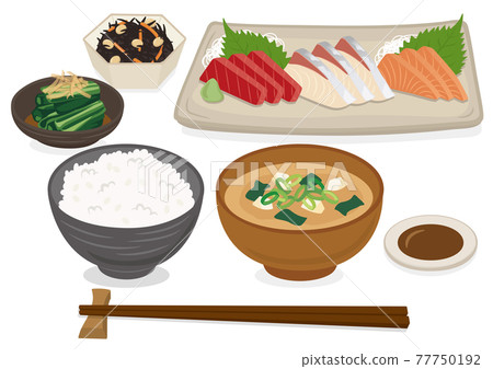 Japanese sashimi set meal (3 types) 77750192