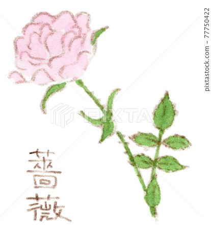 Watercolor illustration of pink roses and mini roses 77750422