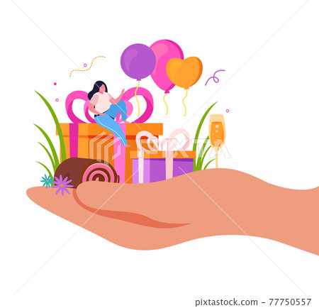 Birthday Gifts Giving Background 77750557