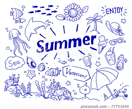 手繪風格,夏日插畫 手繪風格,夏日插畫 77751640
