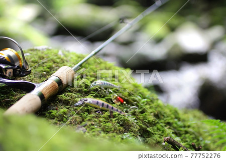 Mountain stream lure fishing and clear stream green image 77752276