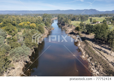Drone aerial photograph of the Grose River in Yarramundi Reserve in regional Australia Drone aerial photograph of the Grose River in Yarramundi Reserve in regional Australia 77752414
