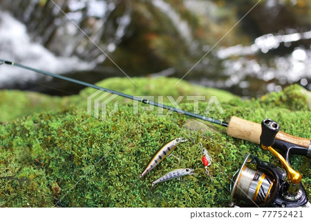 Mountain stream lure fishing and clear stream green image 77752421