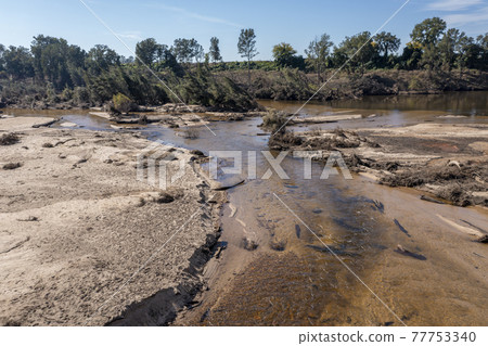 Drone aerial photograph of the Nepean River in the Hawkesbury in regional Australia 77753340