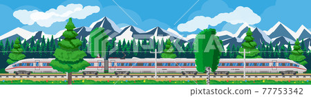 High Speed Train And Summer Landscape High Speed Train And Summer Landscape 77753342