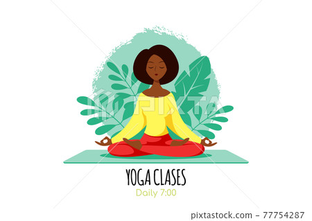 Young Woman in Lotus Pose Pratices Meditation Young Woman in Lotus Pose Pratices Meditation 77754287