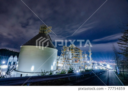 Factory night view Biomass power plant Nagano reuse clean Factory night view Biomass power plant Nagano reuse clean 77754859