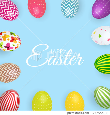 Abstract Happy Easter Template Holiday Background Vector Illustration 77755492