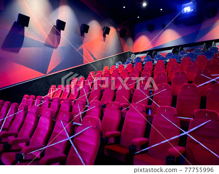 Alternative seating marks for social distancing at the cinema . Alternative seating marks for social distancing at the cinema . 77755996