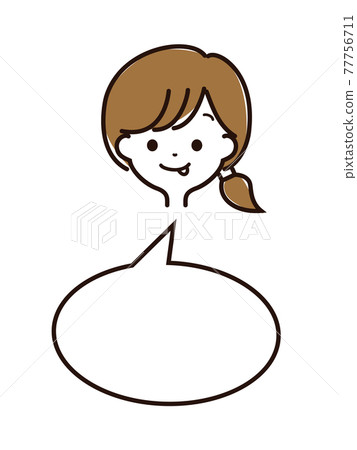 富有表現力的女性面孔和語音泡沫 77756711