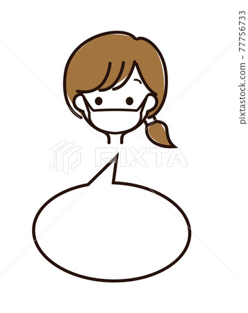 Expressive female face and speech bubbles 77756733